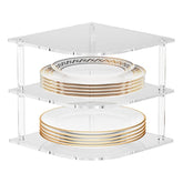 YX165 Acrylic 3 Tier Corner Plates and Bowls Organizer Shelf